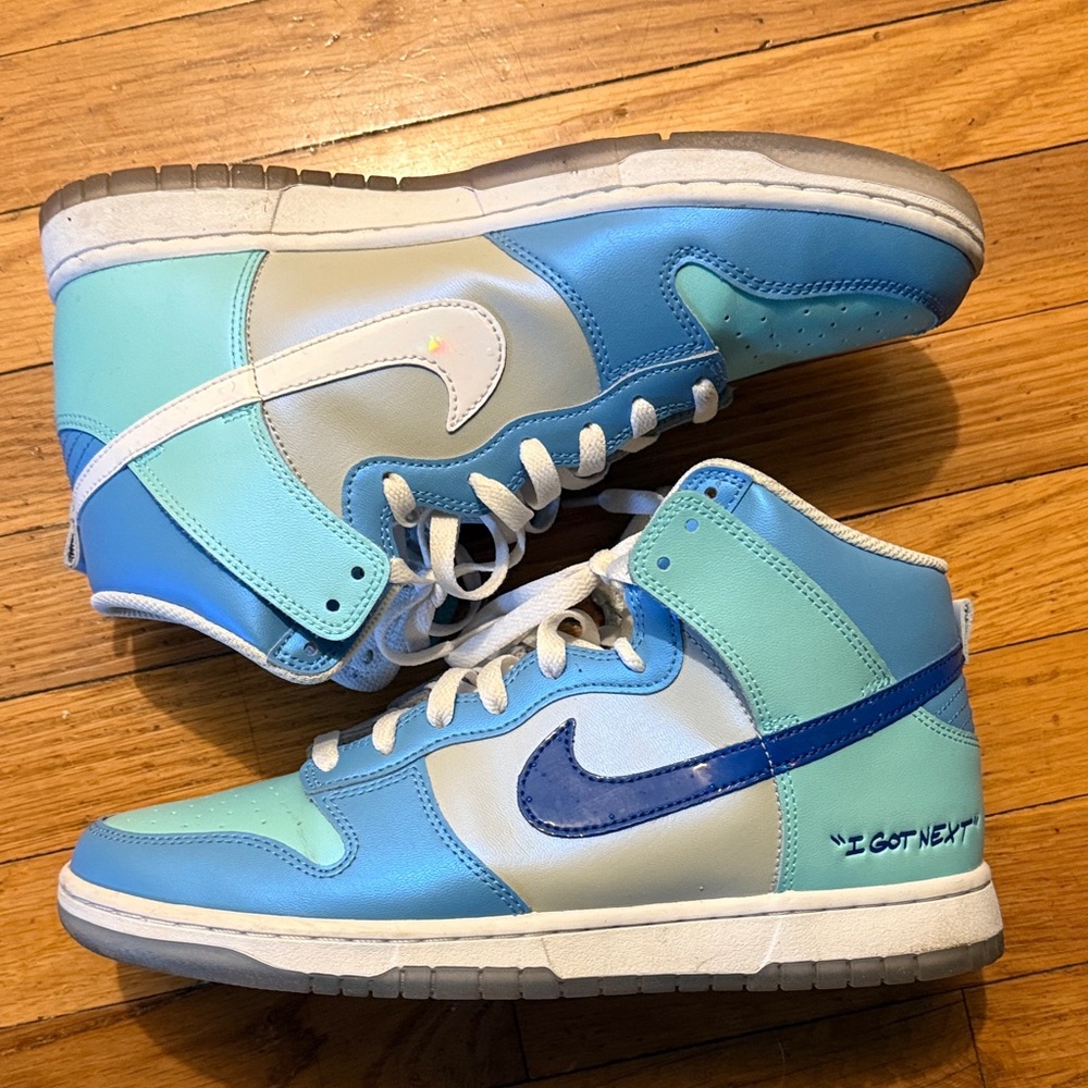 Blue and Green High-Top Sneakers